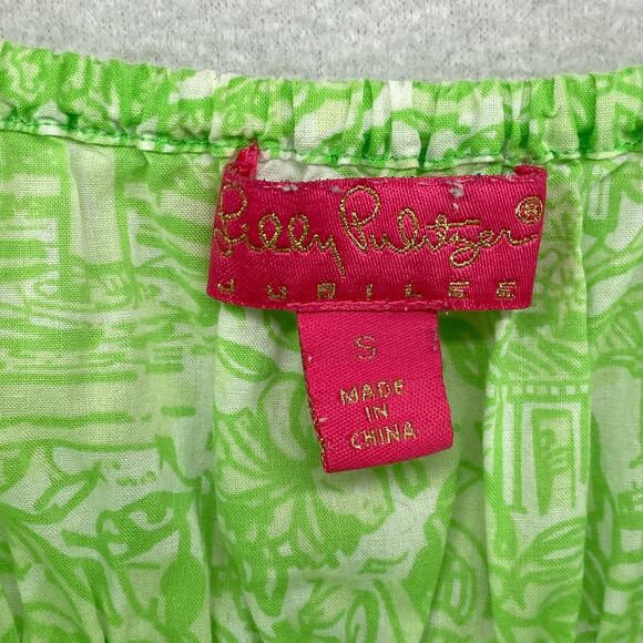 LILLY PULITZER Dress S JUBILEE Babydoll Sundress Mini Shirred Sleeveless Green - Picture 4 of 13